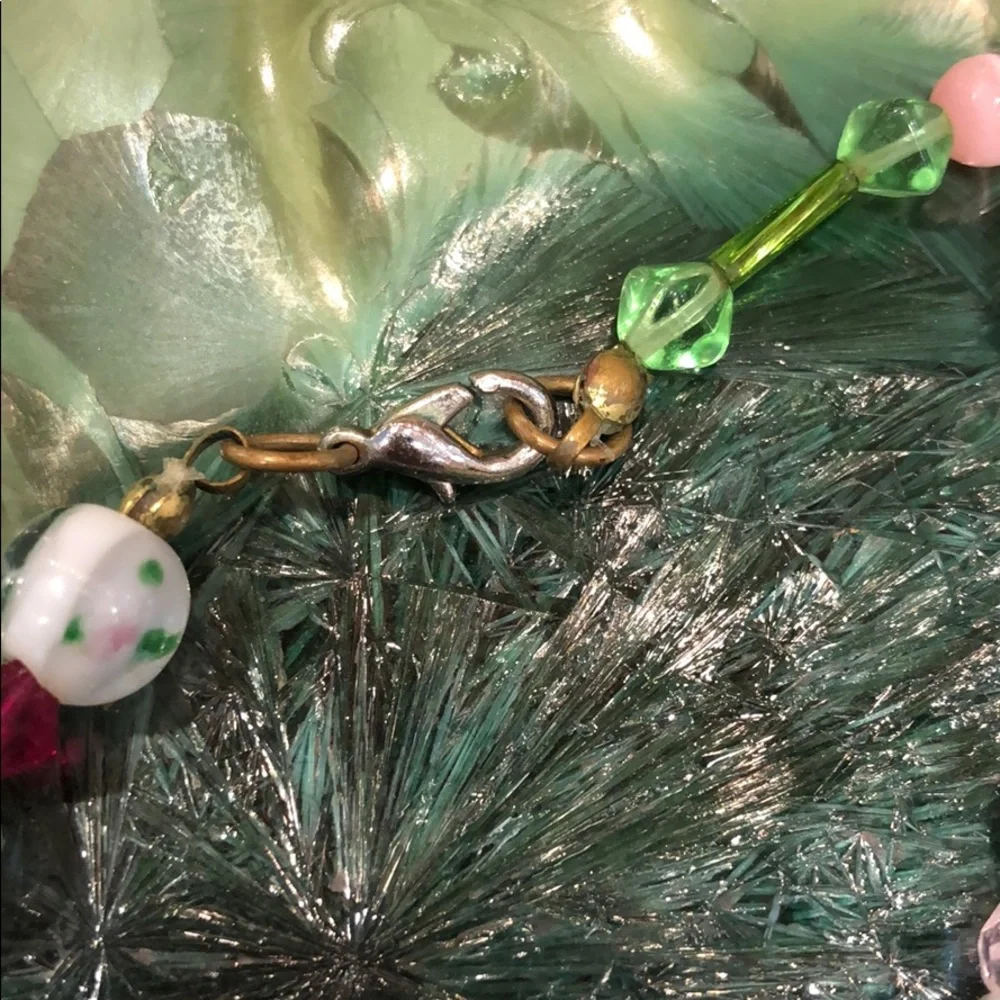 Handmade Summer Necklace - Pink, Green & White - Picture 3 of 6